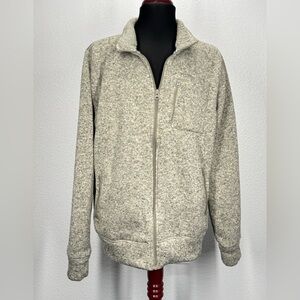 Lucky Brand Heathered Gray Polar Fleece Full Zip  Jacket Large